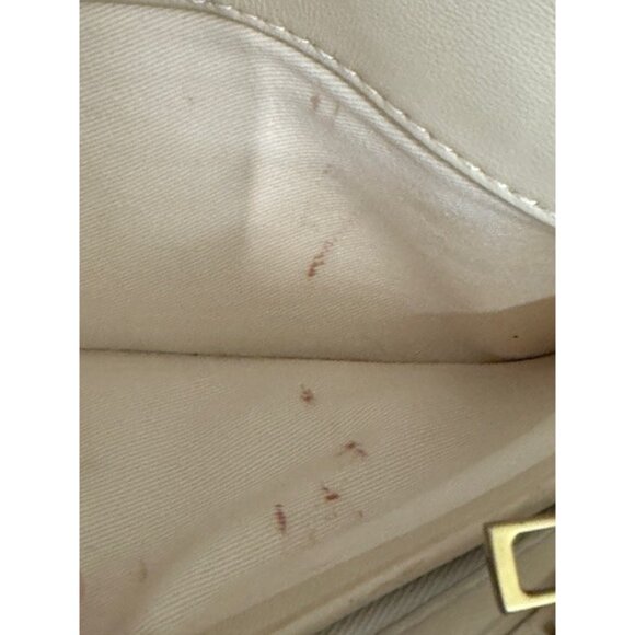 Quince Italian Leather Quilted Crossbody Bag Cream Beige Chain Strap Clutch - Picture 9 of 16